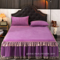 Grey Velvet Bed Skirt 220gsm 100% flannel bedskirt sets Factory